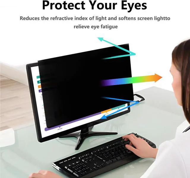 Alt view image 5 of 5 - Pozlle 23.6 Inch Computer Privacy Screen Shield for 16:9 Widescreen Desktop Monitor - Anti-Glare Blue Light Privacy Filter and Anti Spy Privacy Screen Protector Film