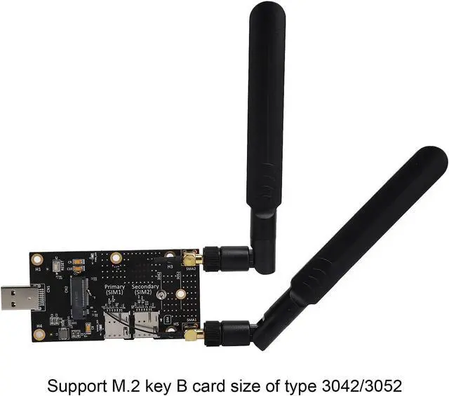 Alt view image 3 of 5 - PUSOKEI M.2 to USB 3.0 Adapter, 3042/3052 M.2 NGFF B Keya to USB 3.0 Adapter with Dual Nano SIM Slot for 3G/4G/5G Module with Antenna