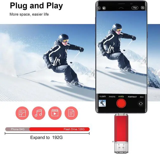 Alt view image 4 of 5 - RAOYI 3 Pack 128GB USB C Flash Drive, 2 in 1 USB 3.0 Type C Dual OTG Metal Thumb Drive Jump Drive Memory Stick with Keychain Suitable for USB-C Smartphones, Computers and Tablets (Red,Silver,Blue)