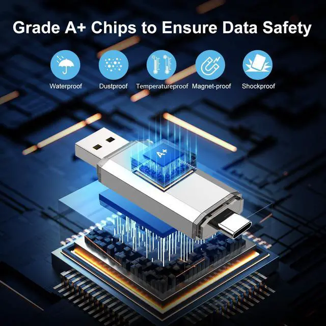 Alt view image 5 of 5 - RAOYI 3 Pack 128GB USB C Flash Drive, 2 in 1 USB 3.0 Type C Dual OTG Metal Thumb Drive Jump Drive Memory Stick with Keychain Suitable for USB-C Smartphones, Computers and Tablets (Red,Silver,Blue)