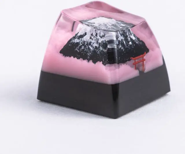 Alt view image 3 of 5 - REDQIN Artisan Keycap - Mount Fuji Sakura Custom Keycaps Esc Resin Keycap Handmade Artisan Keycaps Mountain Keycap for Cherry MX Swith for Keyboards Key Cap
