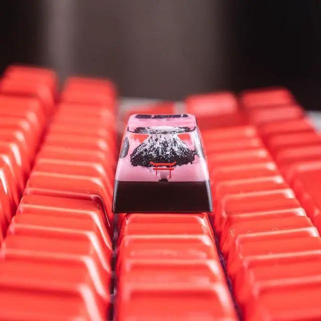 Alt view image 5 of 5 - REDQIN Artisan Keycap - Mount Fuji Sakura Custom Keycaps Esc Resin Keycap Handmade Artisan Keycaps Mountain Keycap for Cherry MX Swith for Keyboards Key Cap