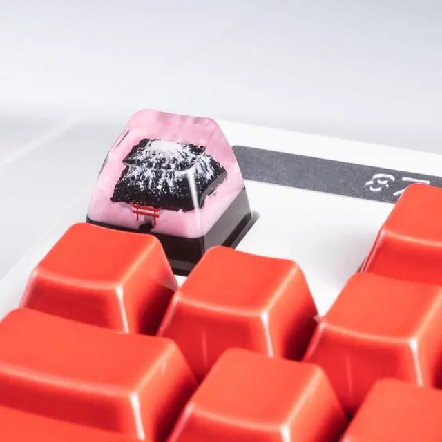 Alt view image 4 of 5 - REDQIN Artisan Keycap - Mount Fuji Sakura Custom Keycaps Esc Resin Keycap Handmade Artisan Keycaps Mountain Keycap for Cherry MX Swith for Keyboards Key Cap