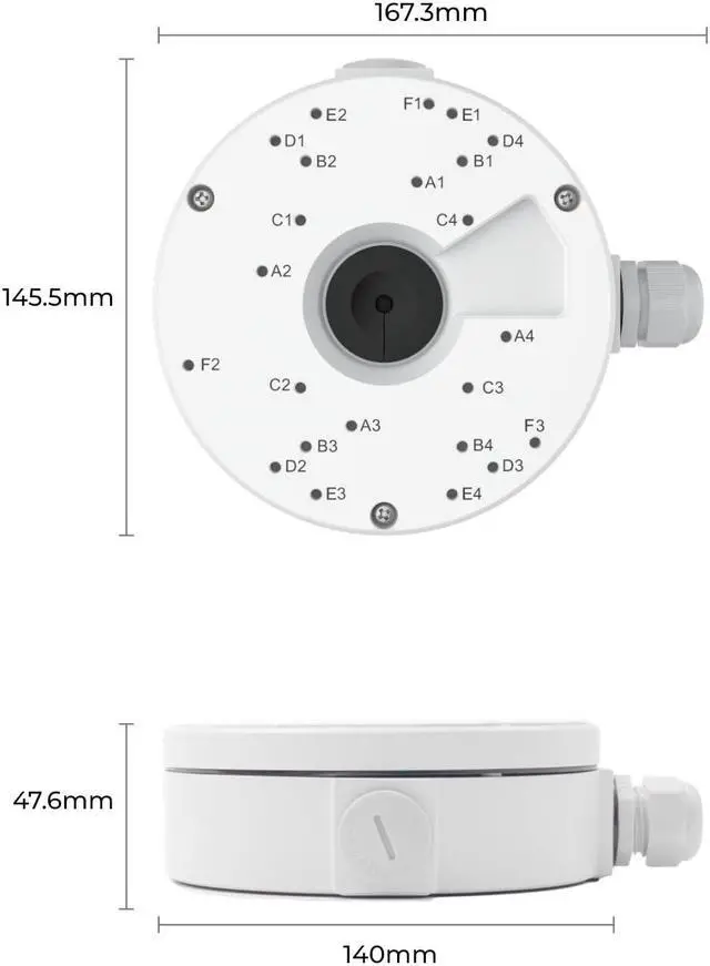 Alt view image 4 of 5 - Reolink Junction Box D20 (2 Pack) for Reolink Dome Cameras - RLC-520A, RLC-820A, RLC-823A, RLC-842A, RLC-1224A, E1 Outdoor PoE/Pro, RLC-823A 16X, RLC-843A