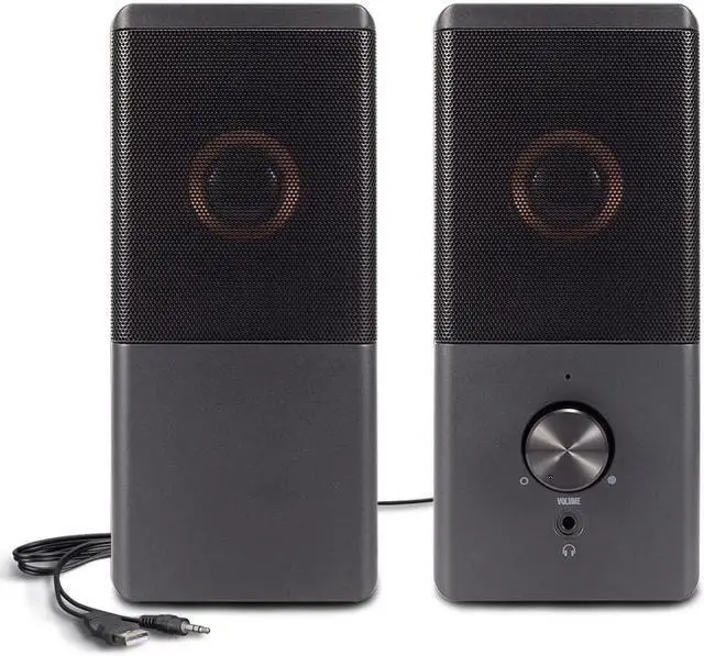Main image of ROSON Computer Speaker, Compact Size Speaker with Headphone Jack, Enhanced Bass and Volume Control, Stereo 2.0 USB Powered 3.5mm Aux Multimedia Speakers for Laptop/Desktop/Tablets/Phone