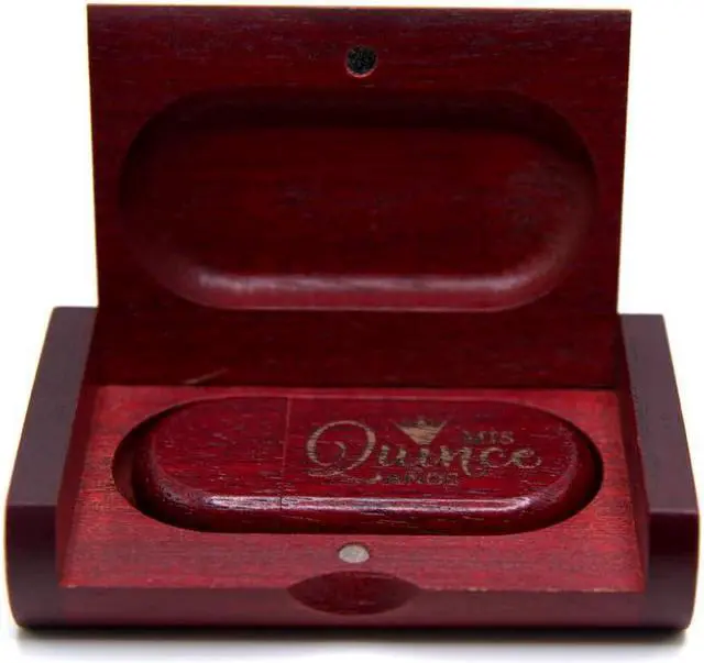 Alt view image 4 of 5 - Mis Quince Anos Wooden Oval USB Box Flash Drive 64gb 3.0 Super-Speed Thumb Drive/Perfect for Video/Photography for Birthday/Photographer/ 15 Anos Thumb Drive Holder case