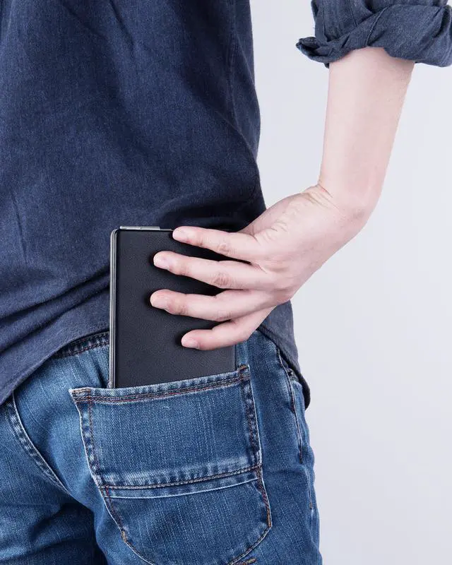 Alt view image 5 of 5 - Samsers Foldable Bluetooth Keyboard - Portable Wireless Keyboard with Stand Holder, Rechargeable Full Size Ultra Slim Folding Keyboards Compatible IOS Android Windows Smartphone Tablet & Laptop-Silver