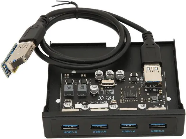 Main image of Front Panel PCIE to USB 3.0 Hub with 4 Port, 3.5 Inch PC Front Panel Internal Card Reader PCIE USB Adapter with 4 X USB3.0 Output Port for Computer Case Front Bay