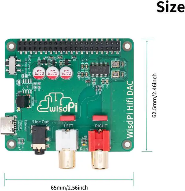 Alt view image 5 of 5 - Raspberry Pi HiFi DAC HAT Audio Card Expansion Board for Raspberry Pi 4, Pi 3 B+, Pi 3 B, Pi 2, Pi B+, Pi Zero/Zero W