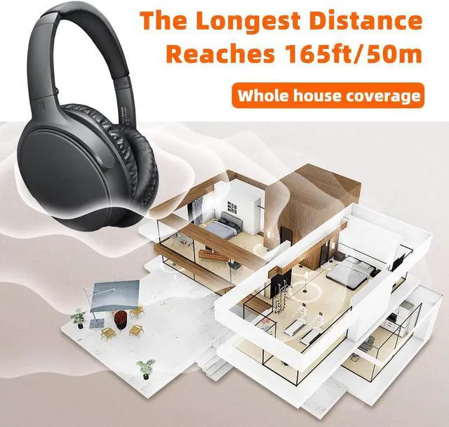Alt view image 5 of 5 - BKM300 Wireless TV Headphones with Bluetooth USB Transmitter, Simple Operation, 165ft (50m) Wireless Range, No Static & No Delay