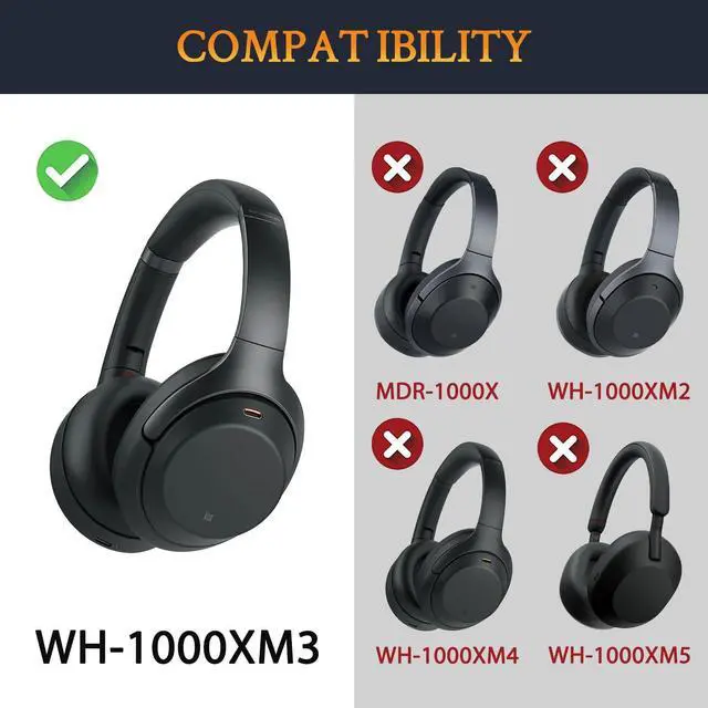 Alt view image 3 of 5 - SOULWIT Professional Earpads Cushions Replacement for Sony WH-1000XM3 (WH1000XM3) Over-Ear Headphones, Ear Pads with Softer Protein Leather, Noise Isolation Memory Foam, Added Thickness (Red Storm)