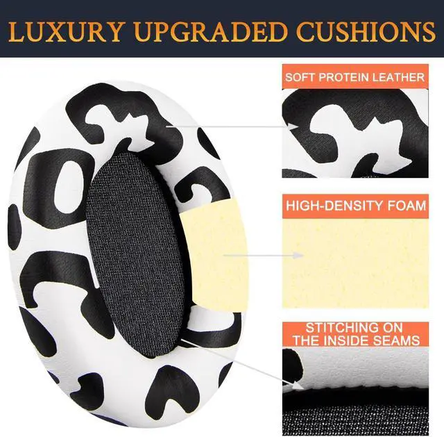 Alt view image 4 of 5 - SOULWIT Professional Earpads Cushions Replacement for Sony WH-1000XM3 (WH1000XM3) Over-Ear Headphones, Ear Pads with Softer Protein Leather, Noise Isolation Memory Foam, Added Thickness (Snow Leopard)