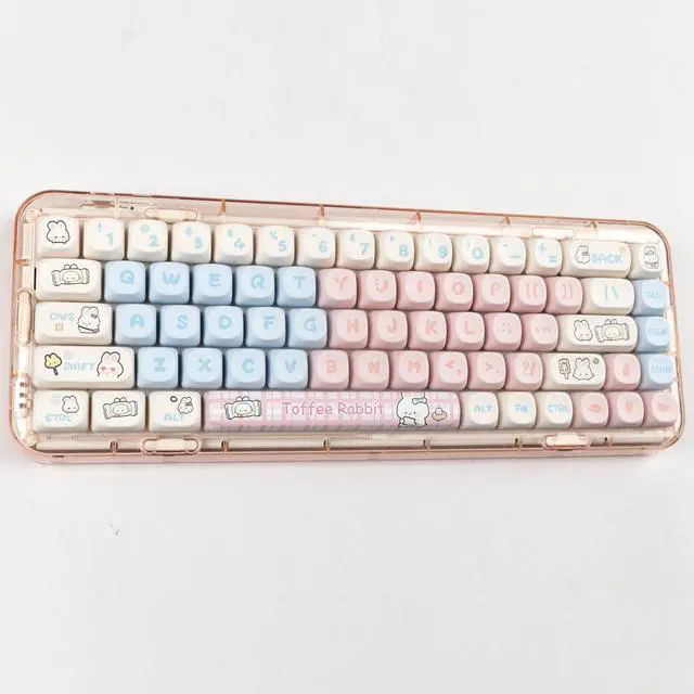 Alt view image 3 of 5 - Pink PBT Keycaps MOA Profile Cute Keycap Set 139 Keys Milk Candy Rabbit DYE-SYB Keycap for Mx Cherry Mechanical Keyboard 61/64/84/87/104/108 Layout