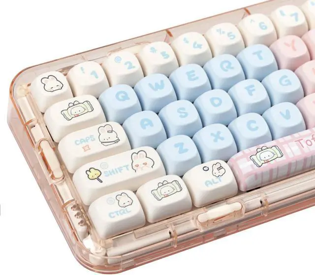 Main image of Pink PBT Keycaps MOA Profile Cute Keycap Set 139 Keys Milk Candy Rabbit DYE-SYB Keycap for Mx Cherry Mechanical Keyboard 61/64/84/87/104/108 Layout