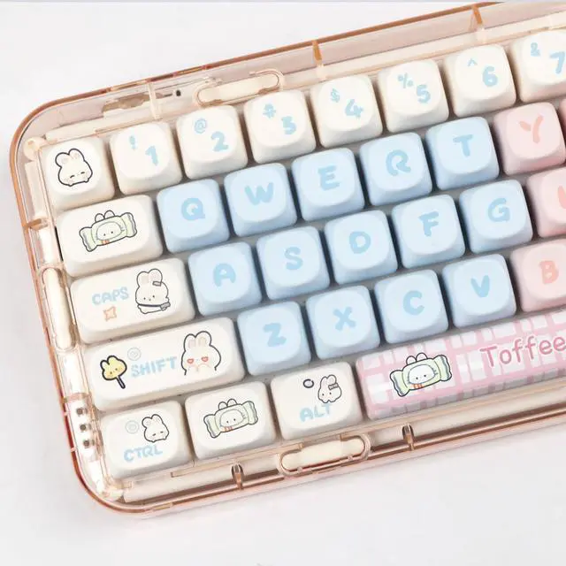Alt view image 5 of 5 - Pink PBT Keycaps MOA Profile Cute Keycap Set 139 Keys Milk Candy Rabbit DYE-SYB Keycap for Mx Cherry Mechanical Keyboard 61/64/84/87/104/108 Layout