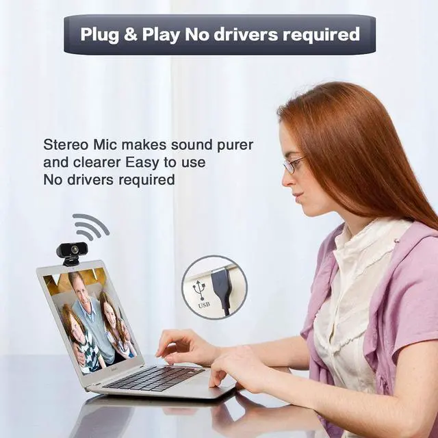 Alt view image 4 of 5 - Webcam 1080p HD Computer Camera - Microphone Laptop USB PC Webcam with Privacy Shutter and Tripod Stand, 110 Degree Live Streaming Widescreen Recording Pro Video Web Camera for Calling, Conferencing