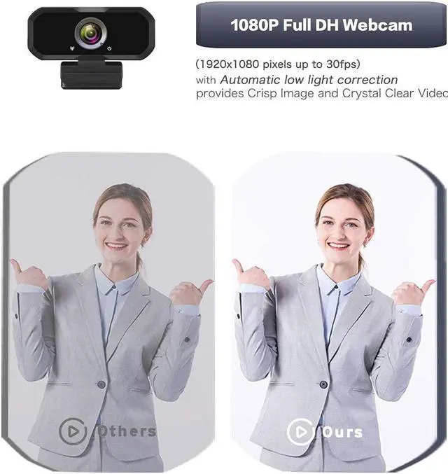 Alt view image 3 of 5 - Webcam 1080p HD Computer Camera - Microphone Laptop USB PC Webcam with Privacy Shutter and Tripod Stand, 110 Degree Live Streaming Widescreen Recording Pro Video Web Camera for Calling, Conferencing