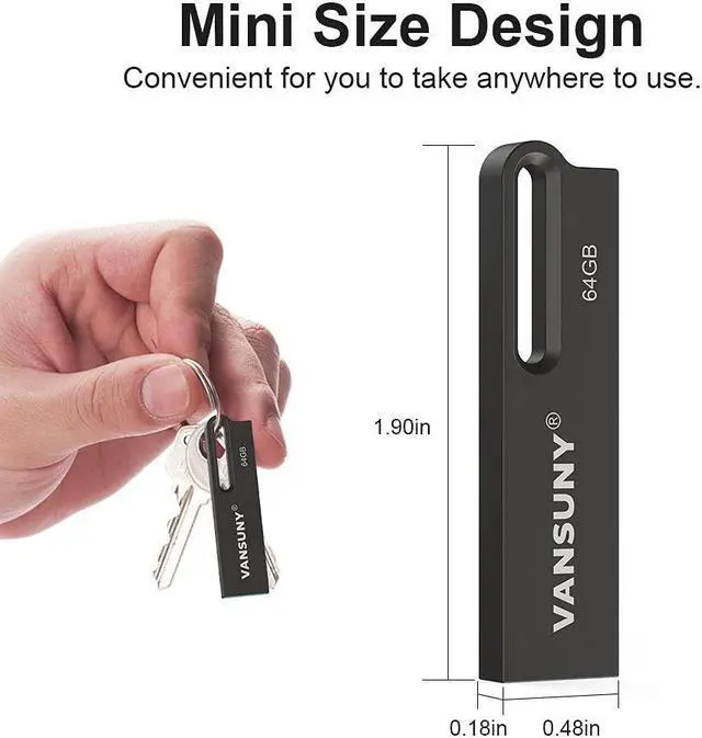 Alt view image 2 of 5 - Vansuny 5 Pack USB 3.0 Flash Drives 64GB Metal Waterproof Flash Drives Ultra High Speed Memory Sticks, Portable Thumb Drives for PC/Tablets/Mac/Laptop