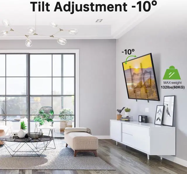 Alt view image 4 of 5 - USX MOUNT TV Wall Mount Tilting Brackets for Most 37"-70" Flat Curved Screen TVs, Max VESA 600x400mm, Weight Capacity 132lbs,UL Listed Full Motion TV Wall Mount for Most 37-75 inch TV