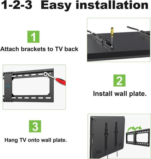 Alt view image 5 of 5 - Tilting TV Wall Mount for 37-82 Inch TVs Mounts Up to 132 lbs & Full Motion TV Wall Mount for 26-60 Inch TV Mounts Up to 77 lbs