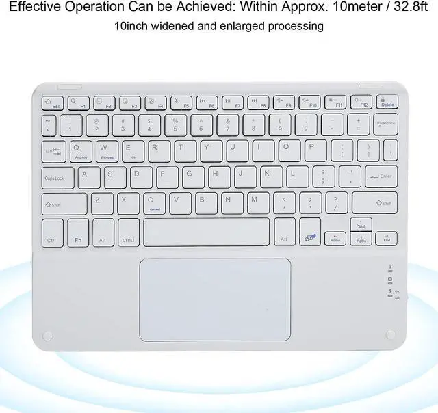 Alt view image 5 of 5 - 10in Keyboard with Touchpad Smartphones, for Tablets, Laptops, and Desktop Computers (White)