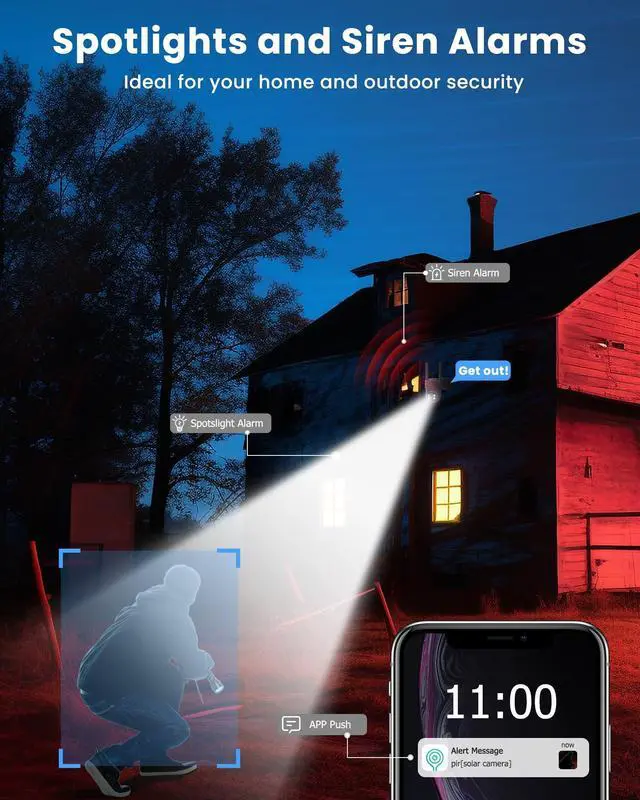 Alt view image 5 of 5 - VIZIUUY Solar Security Cameras Wireless Outdoor, 3MP Pan Tilt 360degWiFi Camera with Color Night Vision/PIR Sensor/2-Way Audio/Alexa/Google Assistant