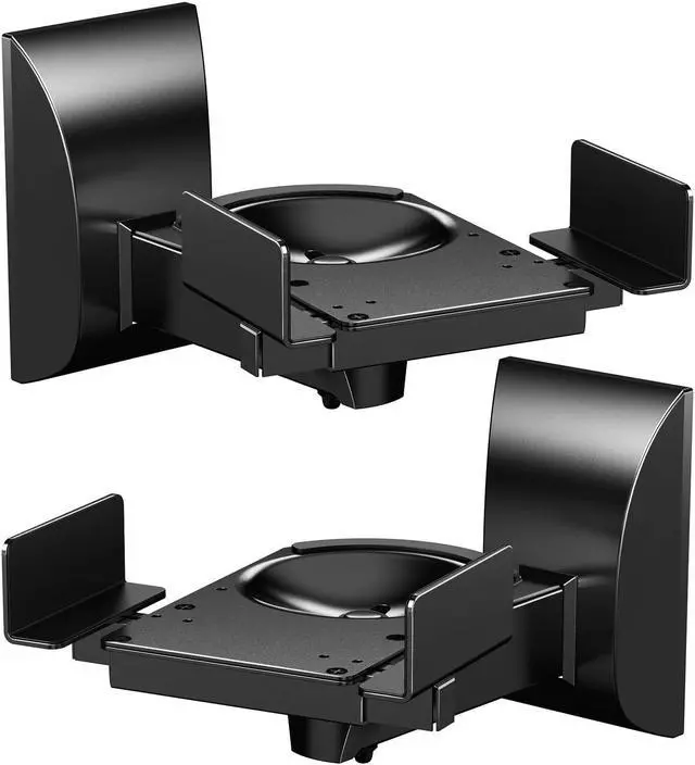 Main image of WALI Speaker Wall Mounts, Dual Side Clamping Bookshelf Mounting Bracket for Large Surrounding Sound Speakers, Hold up to 55 lbs. (SWM201), 1 Pair, Black