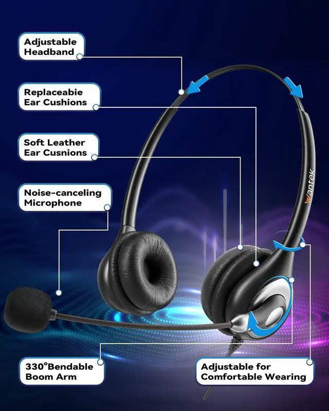 Alt view image 5 of 5 - Wantek Corded USB Headset with Microphone Noise Cancelling & in-line Controls, Computer Headphones for Laptop PC Skype Zoom Webinar Classroom Home Office Business, Clear Chat, Ultra Comfort(UC602)