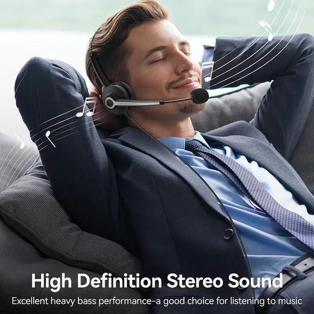 Alt view image 4 of 5 - Wantek Monaural Corded USB Headsets with Noise Cancelling Mic and in-line Controls, UC Business Headset for Skype, SoftPhone, Call Center