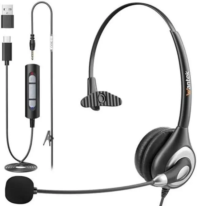 Main image of USB C Headset,Type C Headset with Microphone for PC Laptop, 3.5MM On-Ear Wired Computer Headsets with Noise-Cancelling Microphone in-line Control for Work/Office/Call Center