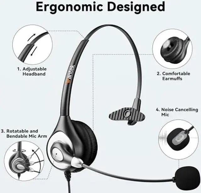 Alt view image 5 of 5 - USB C Headset,Type C Headset with Microphone for PC Laptop, 3.5MM On-Ear Wired Computer Headsets with Noise-Cancelling Microphone in-line Control for Work/Office/Call Center