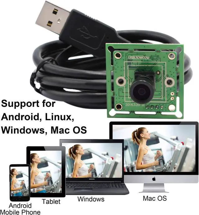 Alt view image 3 of 5 - VGA USB Camera Module High Speed Wide Angle PC Camera for Computer 480P 60fps Mini UVC USB2.0 Webcam Board with 100degree No Distortion Lens CMOS OV7725 Industrial CCTV Lightburn Camera for Laptop