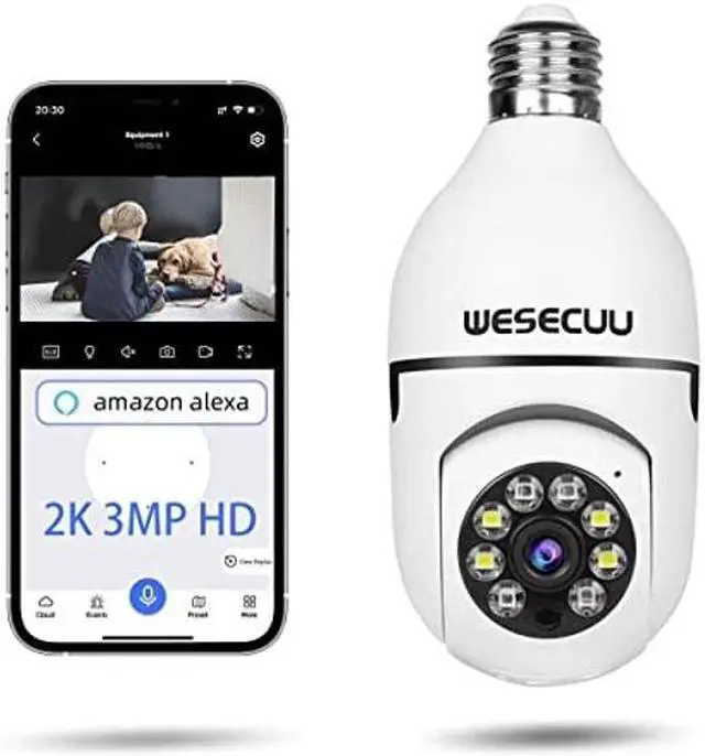 Main image of Light Bulb Security Camera 2Pack 5G& 2.4GHz WiFi 2K Security Cameras Wireless Outdoor Motion Detection and Alarm,Two-Way Talk,Color Night Vision,Human Detection, Bulb Camera Compatible with Alexa