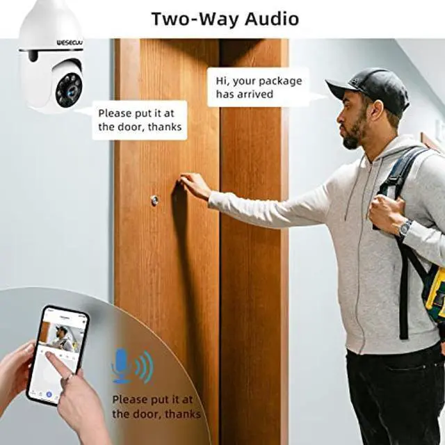 Alt view image 3 of 5 - Light Bulb Security Camera 2Pack 5G& 2.4GHz WiFi 2K Security Cameras Wireless Outdoor Motion Detection and Alarm,Two-Way Talk,Color Night Vision,Human Detection, Bulb Camera Compatible with Alexa