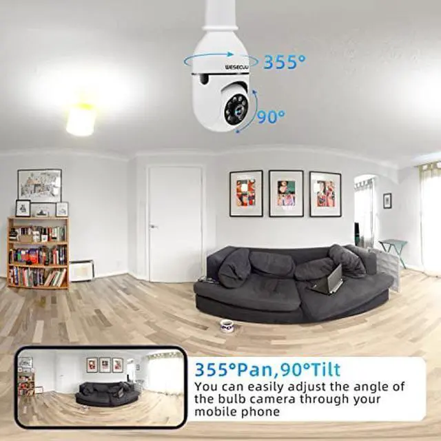 Alt view image 5 of 5 - Light Bulb Security Camera 2Pack 5G& 2.4GHz WiFi 2K Security Cameras Wireless Outdoor Motion Detection and Alarm,Two-Way Talk,Color Night Vision,Human Detection, Bulb Camera Compatible with Alexa