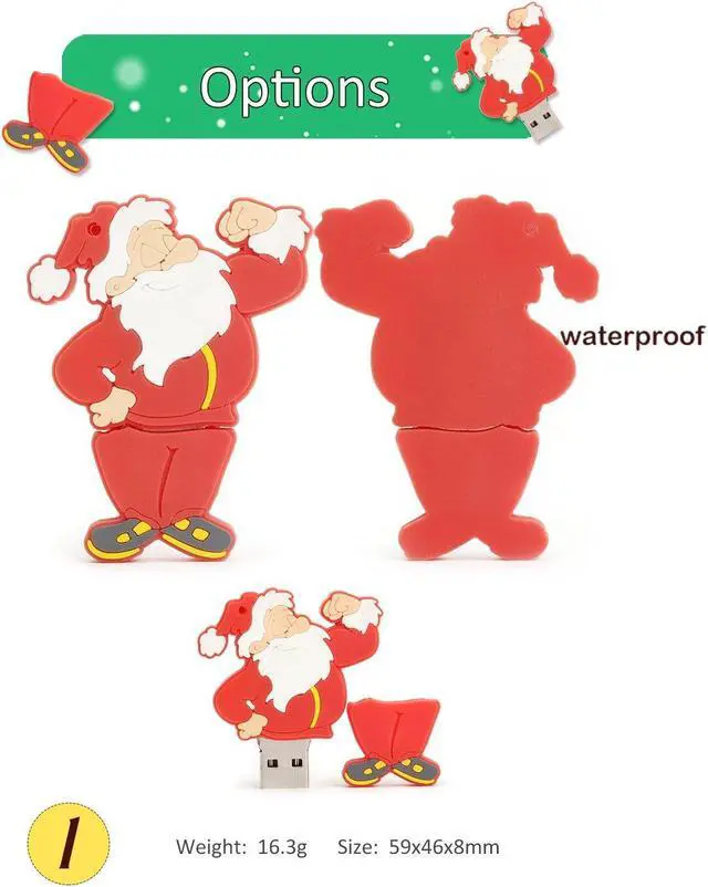 Alt view image 2 of 5 - Cute USB Flash Drive Memory Stick Santa Claus USB Stick Christmas Tree Thumb Drive Elk Pendrive U Drive Gift Set (Pack of 5 16GB)