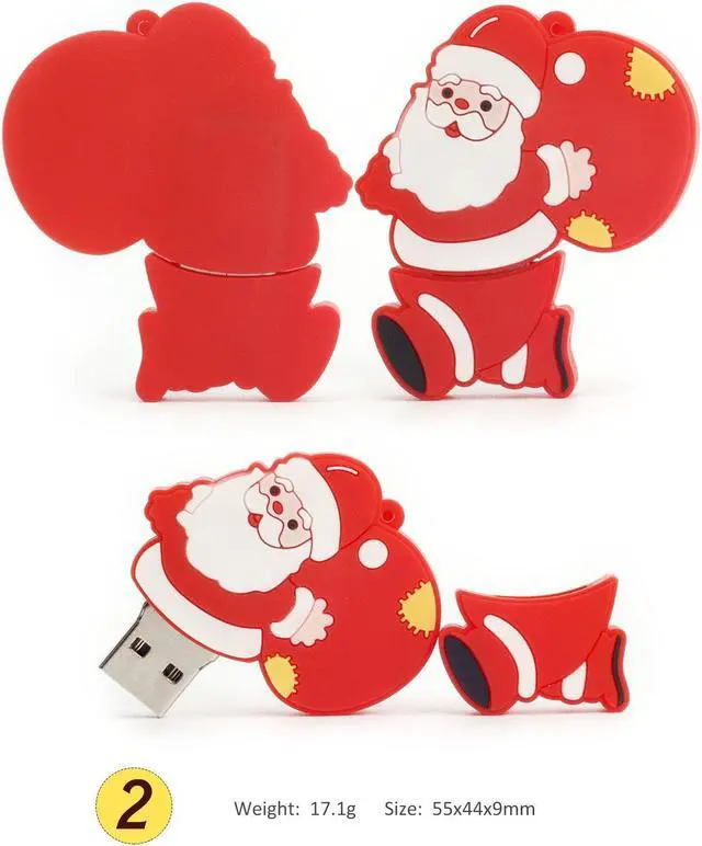 Alt view image 3 of 5 - Cute USB Flash Drive Memory Stick Santa Claus USB Stick Christmas Tree Thumb Drive Elk Pendrive U Drive Gift Set (Pack of 5 16GB)