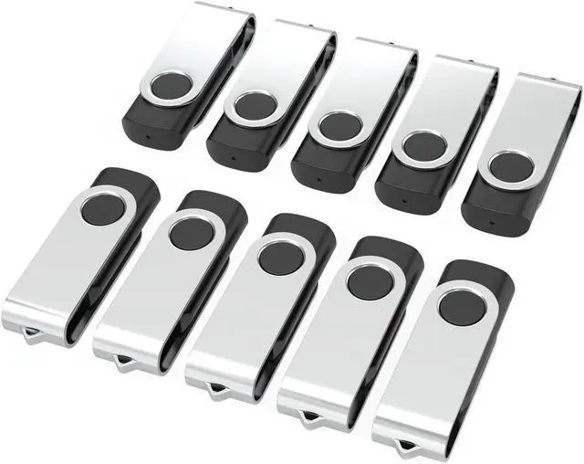 Main image of Wooolken 10Pack 8GB USB 2.0 Flash Drive with Keychains,Swivel USB Thumb Drives Memory Stick USB Drive for PC Laptop Computer (Black)