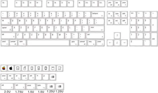 Alt view image 5 of 5 - YMDK 127 Ultra-slim Mac Style Mx Low Profile Dye Sub PBT Keycaps for Mx 61 64 68 75 84 87 96 108 Layout Mechanical Keyboard
