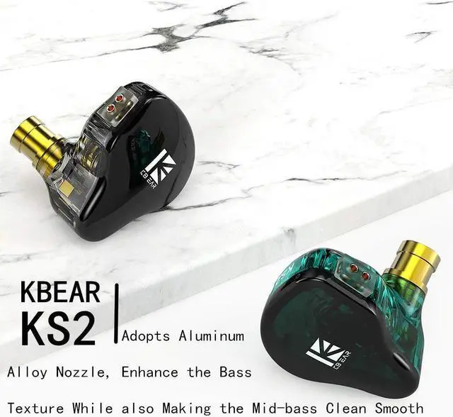 Alt view image 4 of 5 - KBEAR KS2 iem, in Ear Monitor Headphones Hybrid 1BA 1DD Wired Earbuds Stereo Bass HiFi IEM Earphone Noise Cancelling High Resolution with Detachable Cable for Running Gaming Sport (with mic, Black)