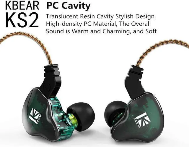 Alt view image 3 of 5 - KBEAR KS2 iem, in Ear Monitor Headphones Hybrid 1BA 1DD Wired Earbuds Stereo Bass HiFi IEM Earphone Noise Cancelling High Resolution with Detachable Cable for Running Gaming Sport (with mic, Black)
