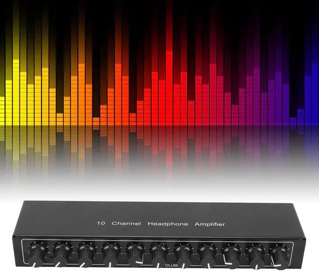Alt view image 5 of 5 - Stereo Headphone Amplifier, 3.5 mm Input 1 in 10 Out Channel Headphone Amplifier, Stereo Audio Amp with 12V 1A Power Adapter, Audio Music Distributor Headphone Splitter for Studio and Stage(US)