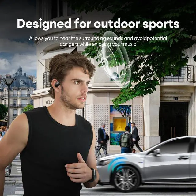 Alt view image 5 of 5 - ZOMBIES CAT True Wireless Open Ear Headphone 5.4 Wireless Bluetooth Earbuds with Earhooks Dual 60H Playtime Over Ear Earbuds Mic Clear Call for Running Driving Fitness (Black)