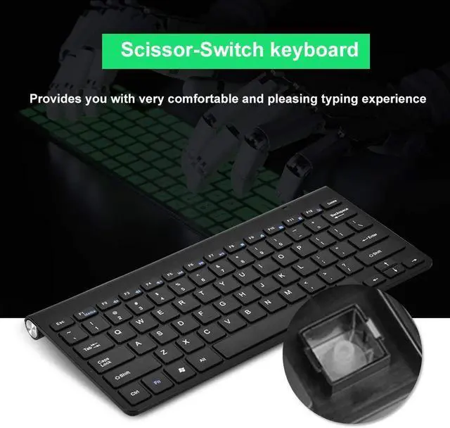 Alt view image 4 of 5 - 2.4GHZ Keyboard and Mouse Combo,Scissor-Switch Keyboard with 12 Multi-Media Keys Fully Waterproof Back Design for PC Win XP/ 7/8 and Other Eqquipment with USB Interface.(Black)