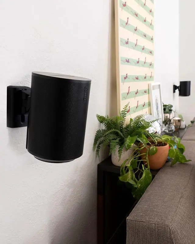 Alt view image 4 of 5 - Sanus Wireless Speaker Wall Mounts for Sonos Era 100(tm) - Black Speaker Mount Tilts & Swivels - Easy 3-Step Install w/Included Hardware - Black Set of 2