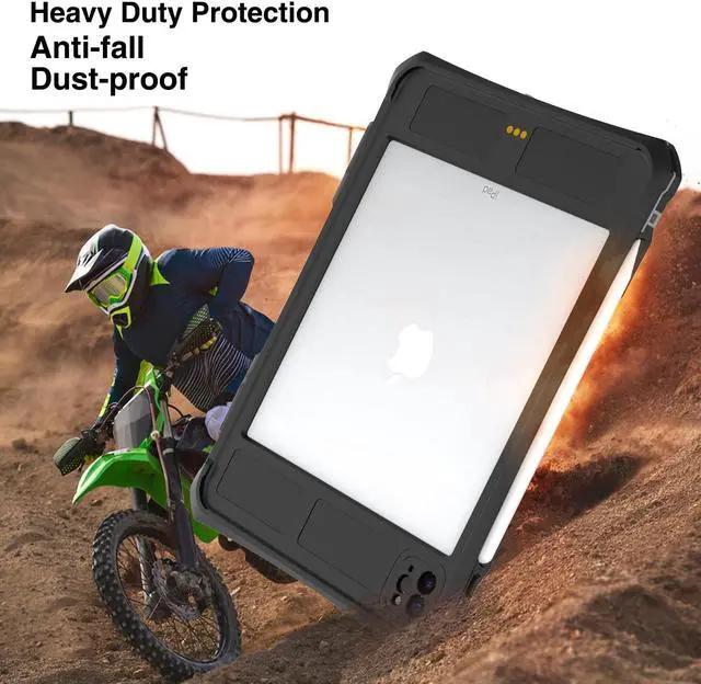 Alt view image 4 of 5 - for iPad Pro 11 inch Waterproof Case 2022/2021/2020/2018(4th/3rd/2nd/1st),360 Protective Military Drop-Proof,with Strap Stand,Clear Screen Protector,Built-in Pencil Holder iPad pro 11 Cover