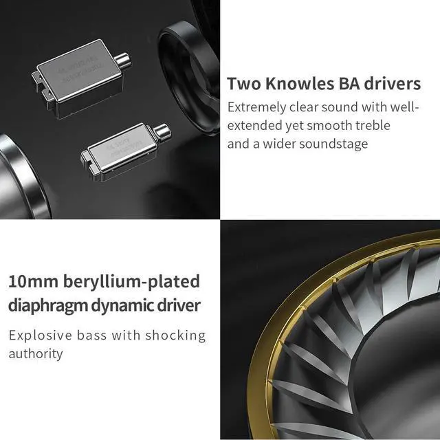 Alt view image 4 of 5 - FiiO FH3 HiFi Earphones 3 Drivers (1 Dynamic + 2 Knowles BA), in-Ear Earphones High Resolution, Bass Sound, High Fidelity for Smartphone/PC/Tablet