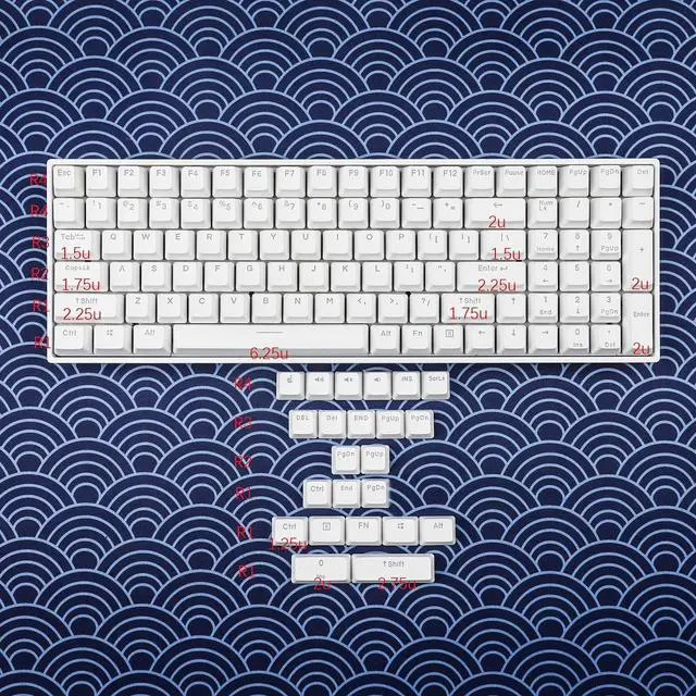 Alt view image 2 of 5 - YMDK Double Shot 108 Dyed PBT Shine Through OEM Profile Keycap Rainbow Carbon Sunset Backlit Keycaps for MX Switches Mechanical Keyboard(Only Keycap) (White 122)