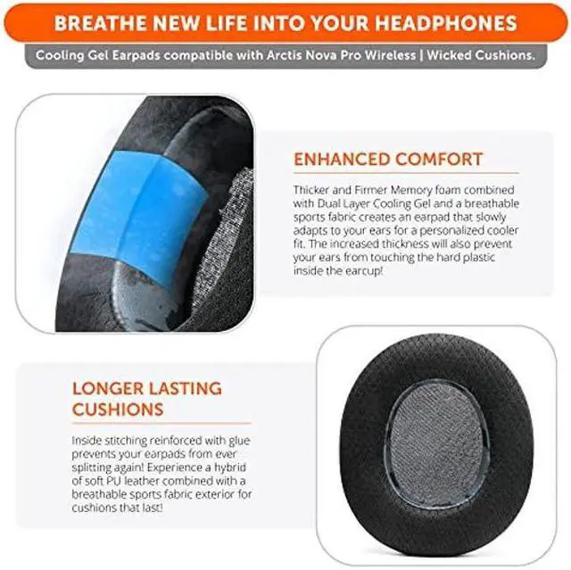Alt view image 4 of 5 - WC Arctis Nova Bundle Pack - Cooling Gel Earpads, Silicone Headband, and Side Speaker Plate Upgrade for Arctis Nova Pro Wireless by Wicked Cushions | Black Camo