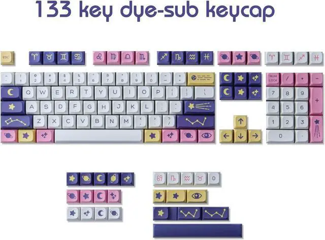 Alt view image 2 of 5 - JOMKIZ Keycaps,132 Keys PBT Keycaps Set Constellation XDA Profile Dye Sublimation Customized US Layout Keycaps for with Cherry MX Switches Mechanical Keyboards